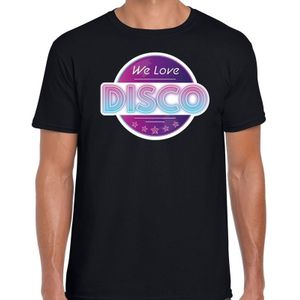 We love disco feest t-shirt zwart voor heren - zwarte 70s/80s/90s disco/feest shirts