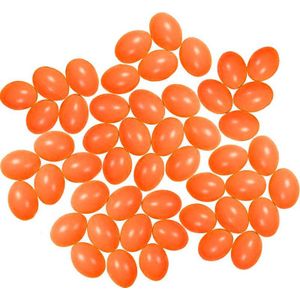 50x Oranje kunststof eieren decoratie 4 cm hobby/knutselmateriaal - Knutselen DIY eieren beschilderen - Pasen thema plastic paaseieren eitjes oranje
