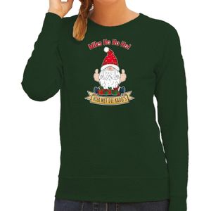Bellatio Decorations foute kersttrui/sweater dames - Kado Gnoom - groen - Kerst kabouter
