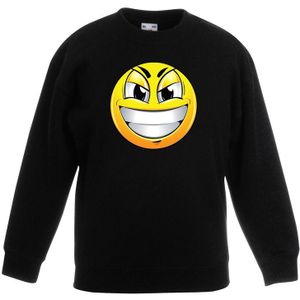 emoticon/ emoticon sweater ondeugend zwart kinderen