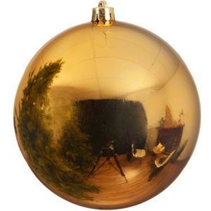 Decoris Grote kerstbal - goud - 25 cm - kunststof - glans - mega kerstbal - kerstversiering