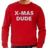 Foute Kersttrui / sweater - x-mas dude - zilver / glitter - rood - heren - kerstkleding / kerst outfit