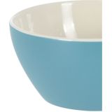 Excellent Houseware Soepkommen/schaaltjes - 2x - Acapulco - porselein - D14 x H6.5 cm - blauw