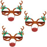 2x Stuks rendier bril/feestbril accessoires - Kerst verkleedaccessoires - kerstbrillen