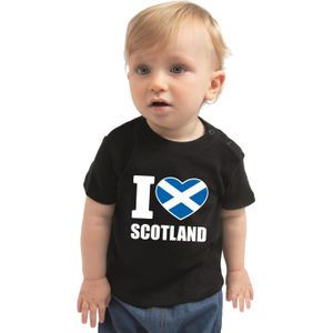 I love Scotland baby shirt zwart jongens en meisjes - Kraamcadeau - Babykleding - Schotland landen t-shirt