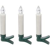Draadloze kaarsen op clip warm wit 20 lampjes - Kaarsen lampjes/lichtjes met afstandsbediening