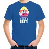 Vrolijk Paasei ei am the best t-shirt / shirt - blauw - kinderen - Paas kleding / outfit