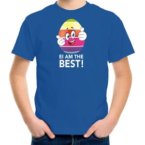 Vrolijk Paasei ei am the best t-shirt / shirt - blauw - kinderen - Paas kleding / outfit