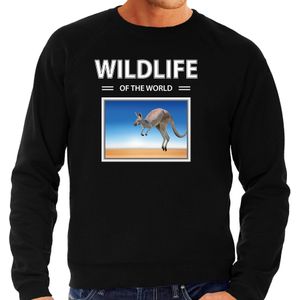 Dieren foto sweater Kangaroe - zwart - heren - wildlife of the world - cadeau trui Kangaroes liefhebber