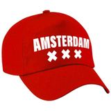 Amsterdam cap / pet rood voor dames en heren - Amsterdam steden baseball cap