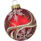 Krebs luxe gedecoreerde kerstballen - 4x stuks - rood - 7 cm