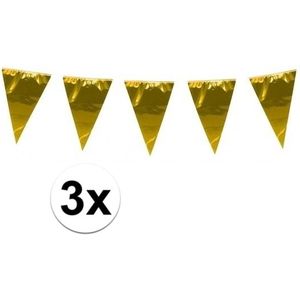 3x stuks XL vlaggenlijnen metallic goud 10 meter