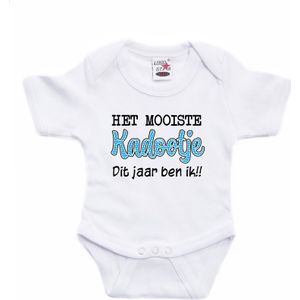 Bellatio Decorations baby rompertje - Kadootje - wit/blauw - vaderdag - babyshower/kraamcadeau