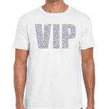 VIP zilver glitter tekst t-shirt wit voor heren