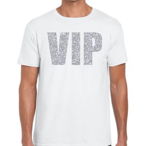 VIP zilver glitter tekst t-shirt wit voor heren