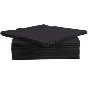 40x stuks luxe kwaliteit servetten zwart 38 x 38 cm - Thema feestartikelen tafel decoratie wegwerp servetjes