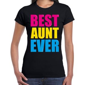 Best aunt ever / Beste tante ooit fun t-shirt met gekleurde letters - zwart -  dames - Fun  /  Verjaardag cadeau / kado t-shirt / geboorte kado
