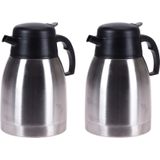2x stuks koffie/thee thermoskannen RVS 1500 ml - Isoleerkannen voor warme / koude dranken