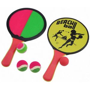 Vangbalspel / Beachball spel incl 4x ballen - roze/groen - strand speelgoed