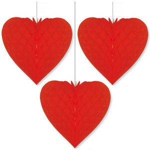 Bellatio decorations set van 3x stuks groot rood Valentijnsdag decoratie hart 40 cm hangend