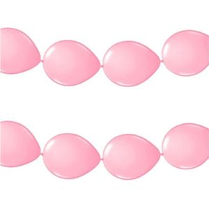 3x stuks feestversiering - Ballonnen slinger lichtroze 3 meter - roze versiering/feestartikelen
