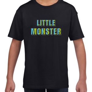Little monster fun tekst t-shirt zwart kids - Fun tekst / Verjaardag cadeau / kado t-shirt kids