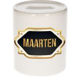 Maarten naam cadeau spaarpot met gouden embleem - kado verjaardag/ vaderdag/ pensioen/ geslaagd/ bedankt