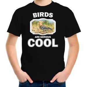 Dieren vogels t-shirt zwart kinderen - birds are serious cool shirt  jongens/ meisjes - cadeau shirt hop vogel/ vogels liefhebber - kinderkleding / kleding