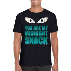 Halloween zombie t-shirt zwart heren met enge ogen - You are my midnight snack