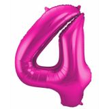 Cijfer ballonnen - Verjaardag versiering 40 jaar - 85 cm - roze