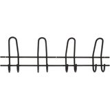 1x Luxe kapstokken / jashaken zwart met 4x dubbele brede haak - hoogwaardig metaal - 16 x 53 cm - kapstok/wandkapstok/deurkapstok