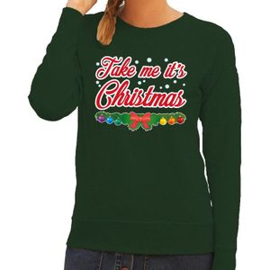 Foute kersttrui / sweater voor dames - groen -Take Me Its Christmas
