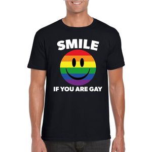 Smile if you are gay emoticon shirt zwart heren - LGBT/ Gay pride shirts