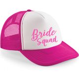 Bellatio Decorations Vrijgezellenfeest pet voor dames - roze/wit - Bride Squad - trouwen/bruiloft