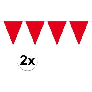 2x Mini vlaggenlijn / slinger - rood -  300 cm