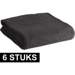 6x Fleece dekens/plaids/kleedjes zwart 120 x 150 cm - Bank/woonkamer dekentjes