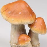 Deco huis/tuin beeldje paddenstoelen setje - boleet - bruin/wit - 11 x 20 cm - Herfst decoratie