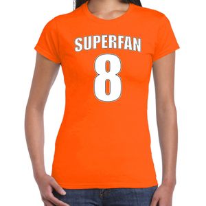 Oranje t-shirt voor dames - Superfan nummer 8 - Nederland supporter - EK/ WK shirt / outfit