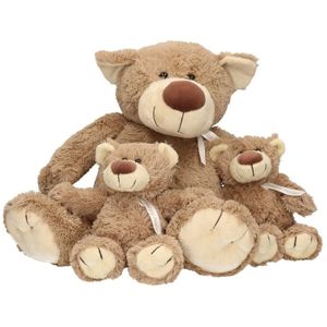 3x Pluche mama en kind Bella knuffelberen 40 en 22 cm knuffels speelgoed set - Happy Horse -  Beren bosdieren knuffels - Teddybeer speelgoed voor kinderen - Baby geboorte kraamcadeaus