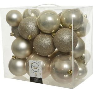 26x stuks kunststof kerstballen licht parel/champagne 6-8-10 cm - Onbreekbare plastic kerstballen