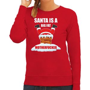 Foute Kerstsweater / kersttrui Santa is a big fat motherfucker rood voor dames - Kerstkleding / Christmas outfit