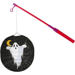 Lampionstokje 40 cm - met spook lampion - zwart - D25 cm - Sint Maarten