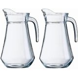 Voordeel pakket 4x glazen water karaf 1 liter - Sapkannen/waterkannen/schenkkannen
