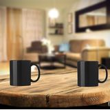 Bellatio Design Koffie mokken/bekers Nantes - 4x - keramiek - met oor - zwart - 300 ml