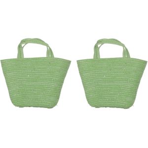 3x stuks paasversiering paaseieren mandjes groen 22 cm - Eieren zoeken paasmandjes