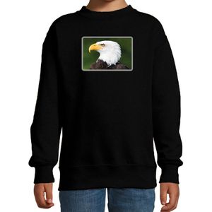 Dieren sweater met arenden foto - zwart - voor kinderen - roofvogel/ zeearend vogel cadeau trui