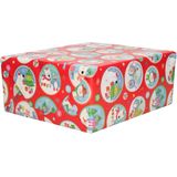 4x Rollen Kerst kadopapier print rood  2,5 x 0,7 meter op rol 70 grams - Luxe papier kwaliteit cadeaupapier/inpakpapier - Kerstmis