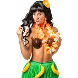 6x stuks Hawaii thema verkleed accessoires setje oranje dames - Verkleedkleding accessoires bloemen