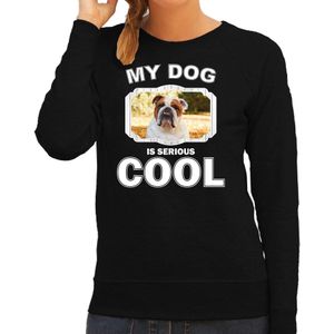 Britse bulldog honden trui / sweater my dog is serious cool zwart - dames - Britse bulldogs liefhebber cadeau sweaters