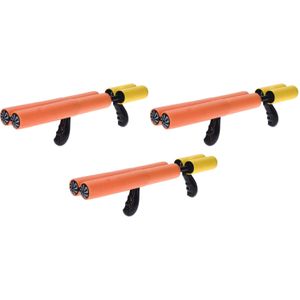3x Oranje waterpistool/waterpistolen van foam 40 cm met handvat en dubbele spuit